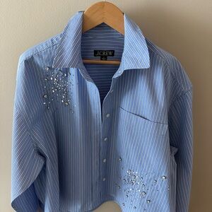 J. Crew Blue and White Striped Button Down Shirt